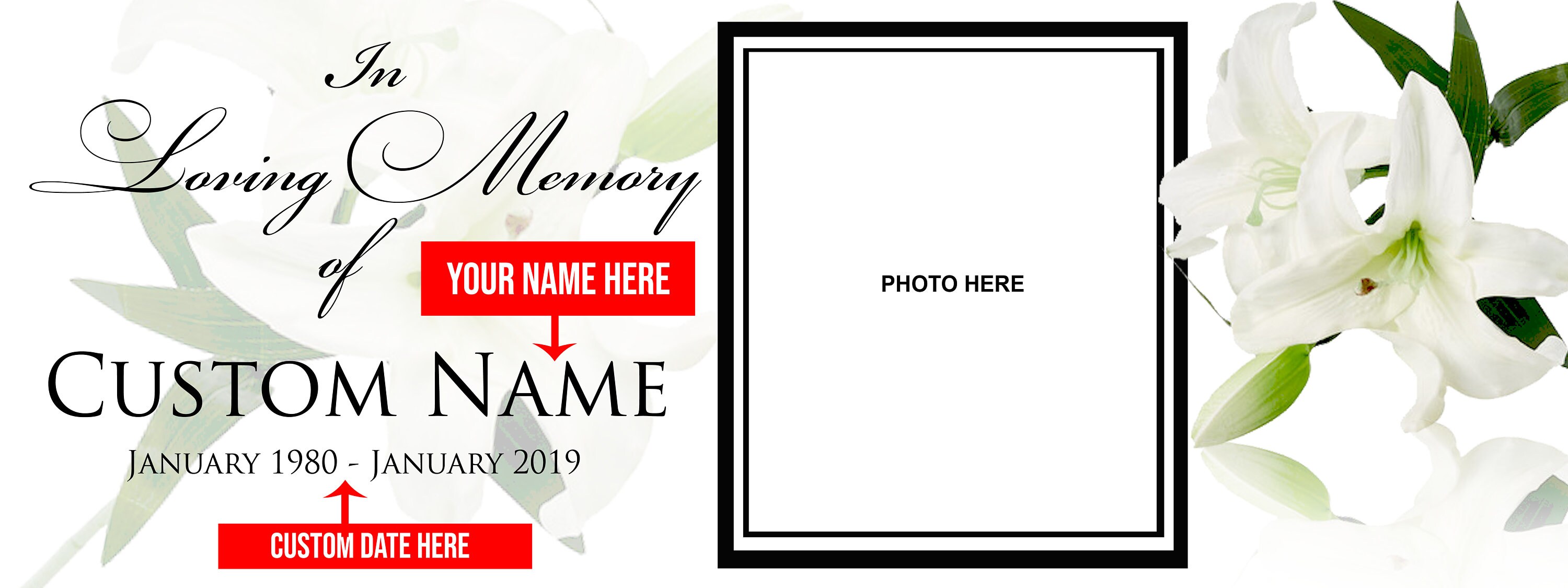 Floral Funeral Memorial Banner Custom Personalized Photo Etsy