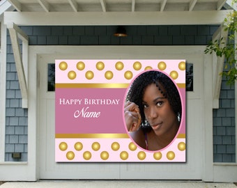 Birthday Backdrop  Custom Backdrop Pink Birthday Banner Photo Banner Birthday Decoartion Backdrop Adult Birthday Sign Birthday Patio Banner