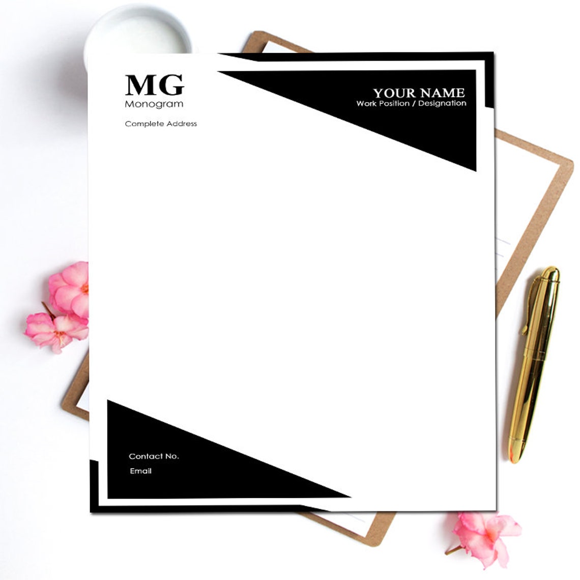 Letterhead Classic Monogram Personalized Letterhead Stationary Etsy