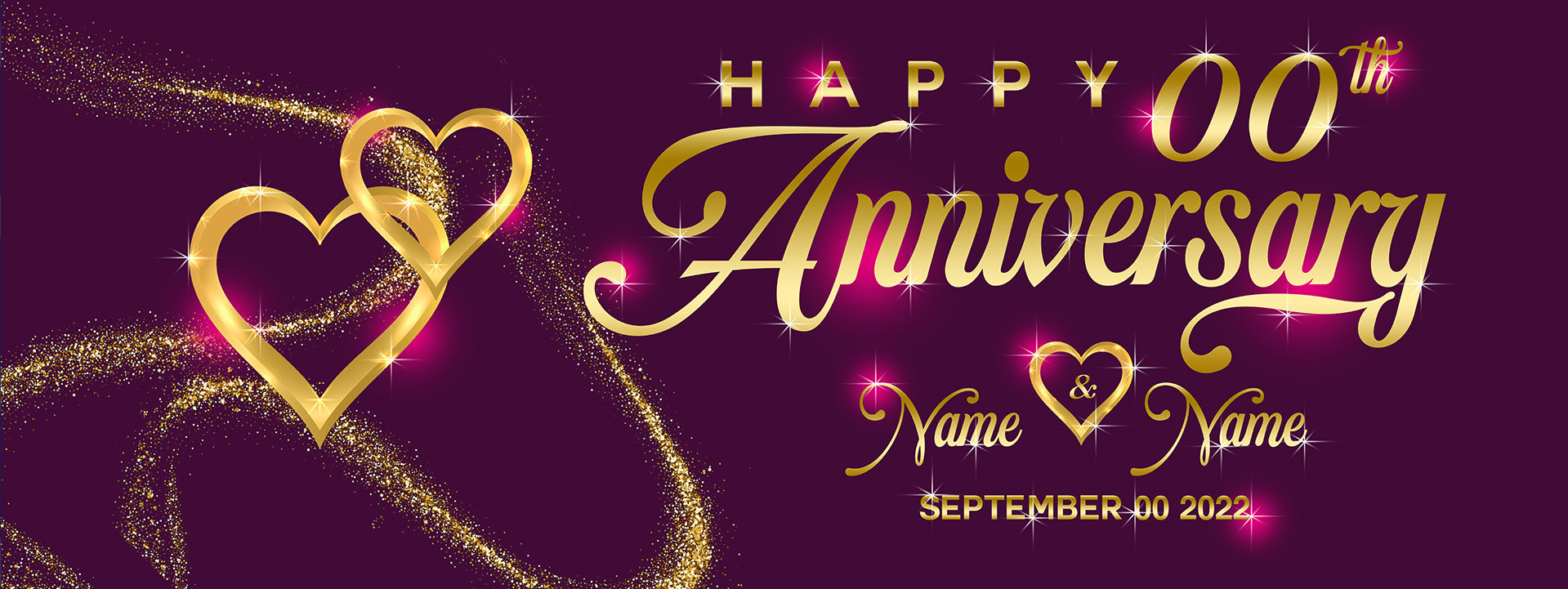 Wedding Anniversary Banner Custom Name Happy Anniversary Sign Etsy