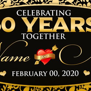 50th Wedding Anniversary Banner Personalized Anniversary Banner Golden ...