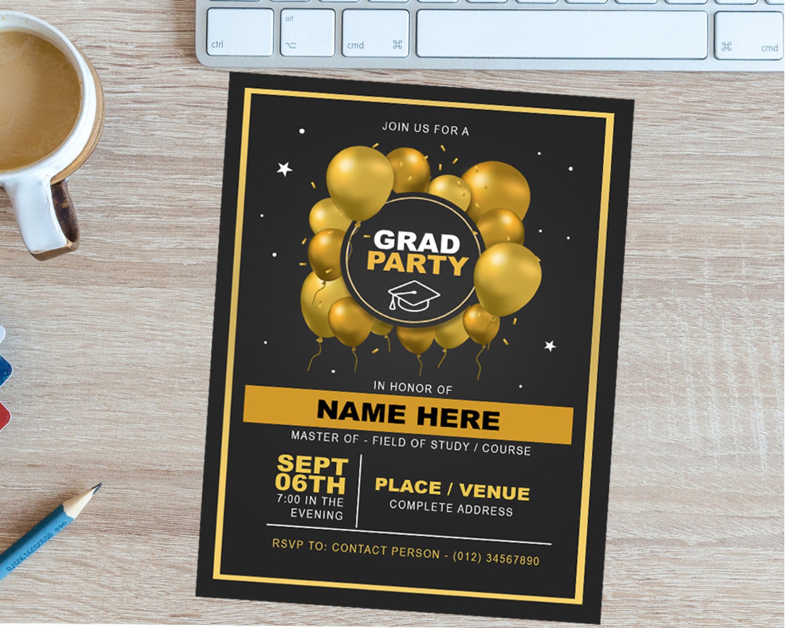 Graduation Invitation Class 2020 Gold Balloon Graduation Etsy