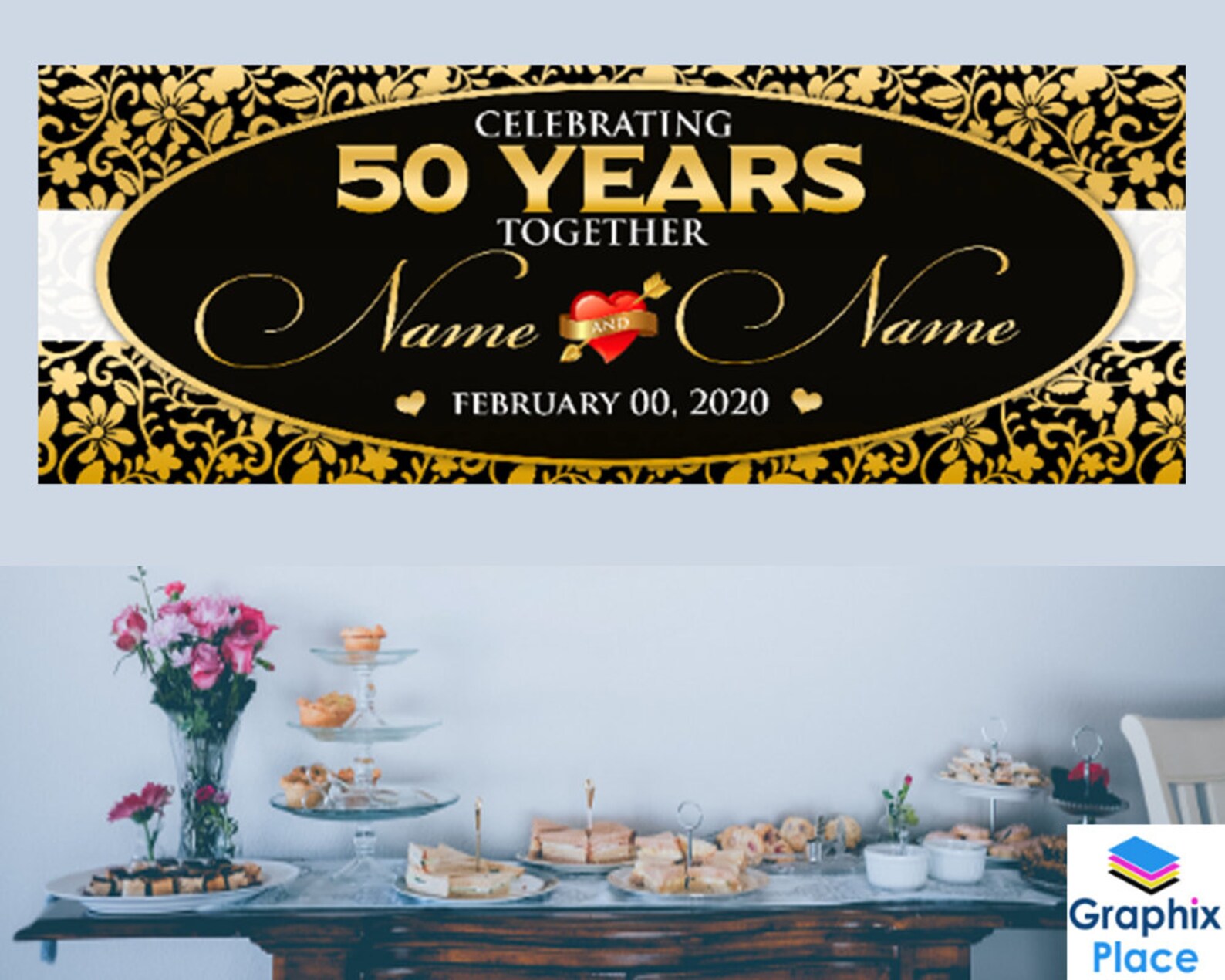 50th Wedding Anniversary Banner Personalized Anniversary - Etsy