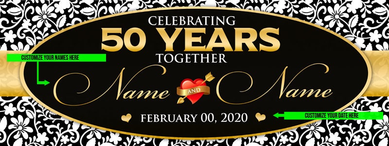 50th Wedding Anniversary Banner Personalized Happy Anniversary | Etsy