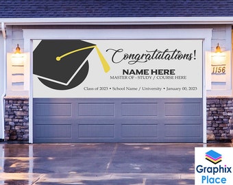 College Graduation Banner Graduation Decor Graduation Party Class of 2024 Personalized Sign Custom Name University Grad Sign Vinyl Outdoor