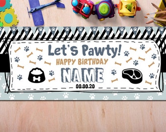 Dog Birthday Banner Personalized Sign Let's Pawty Banner Happy Birthday Banner Boy Girls Pet Birthday  Dog Theme Party Decorations 4 Sizes