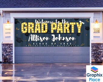 Graduation Party Banner Welcome Sign, High School College Grad Signs, Custom Name Banner, Outdoor Party Decor Graduation Welcome Banner