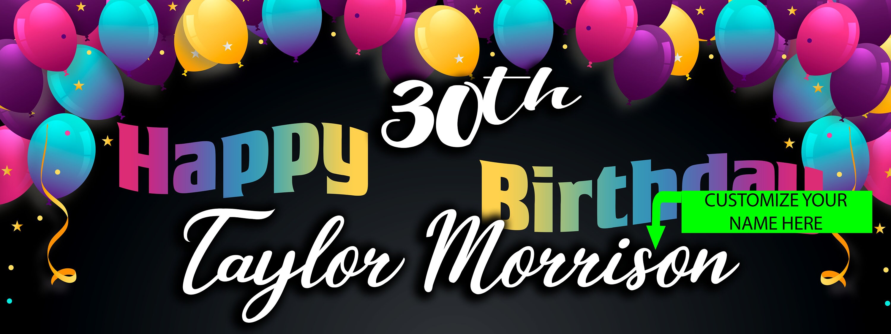 30th Birthday Banner Personalized Custom Birthday Banner Etsy