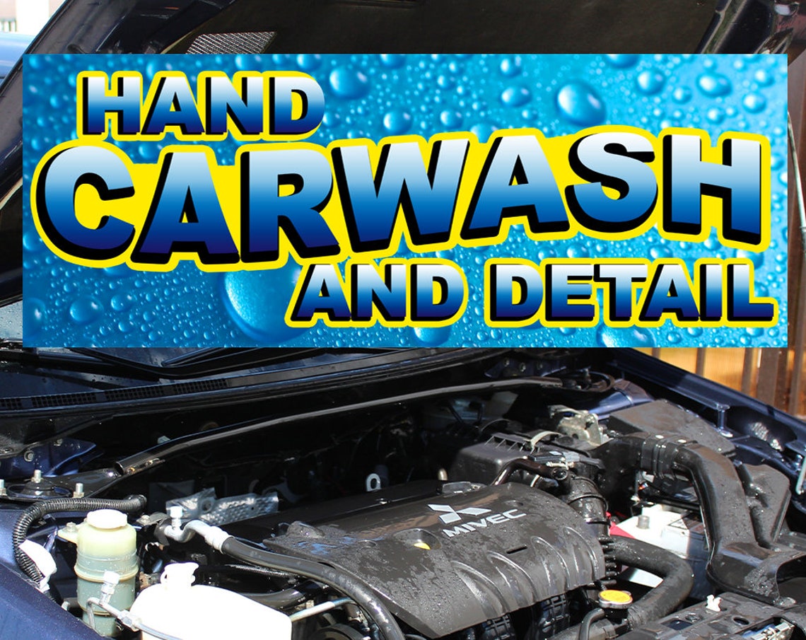 Hand Car Wash and Detailing Service Banner Car Wash Vinyl Etsy