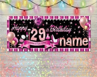 Personalized Birthday Banners | Personalized Name Banner for Birthday |  Personalized Birthday Poster | Personalized 29th Birthday Banners