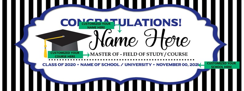 2021 Personalize Banner Graduation Graduation Sign Class of 2021 Congratulations Graduation Banner 2021 College Graduation Banner