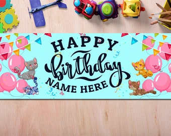 Happy Birthday Banner Personalized Sign Nursery Kids Children Party Decoration Banner Custom Name Happy Birthday Vinyl Sign Multiple Sizes