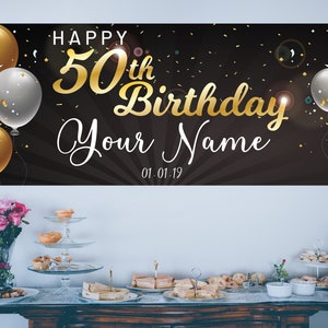 50th Birthday Banners Personalized Happy Birthday Banner Happy Birthday ...