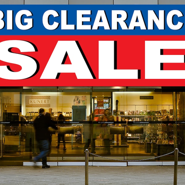 Big Clearance Sale, On Sale, Clearance Bargain Advertising Banner, Retail Store Banner, Indoor Outdoor Shop Sign, Sale Sign Banner, 4 Sizes