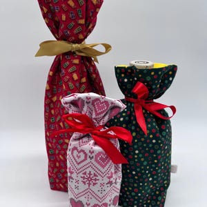 Christmas Reusable bottle drink wine gin whisky cans fabric gift bags - Christmas Gifting - Fabric Wrap - Party Storage Bags - Sizes