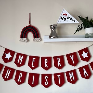 Handmade Merry Christmas festive felt bunting, Xmas Decor, Christmas gift idea, Garland banner pennant wall hanging, more colours available