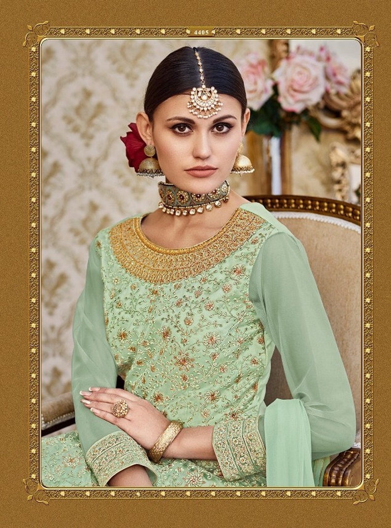 Wedding Punjabi Suit Lehenga Bridal Wear Gown Green Embroidered Ethnic Indian Pakistani Salwar Kameez Anarkali Suit Party Wear Kurti