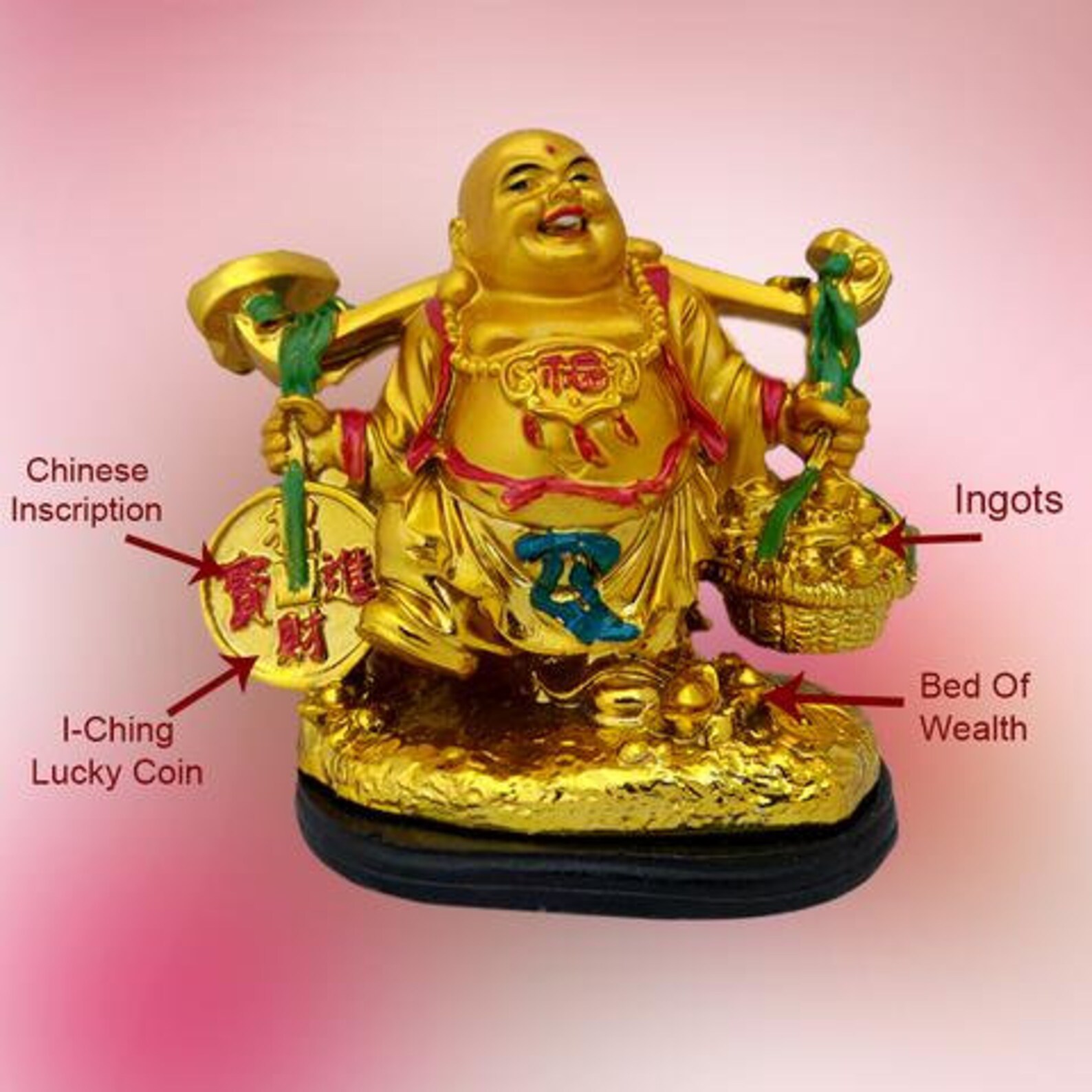 Happy Man Laughing Buddha Holding Wealth Coin and Ingots Etsy