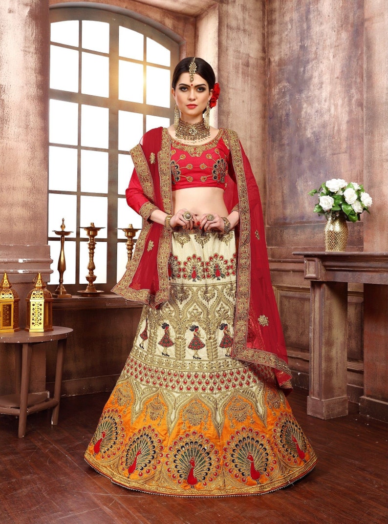 Multi Color Latest Party Wear Designer Wedding Lehenga Custom Made Dresses From India Crop Top Lehenga