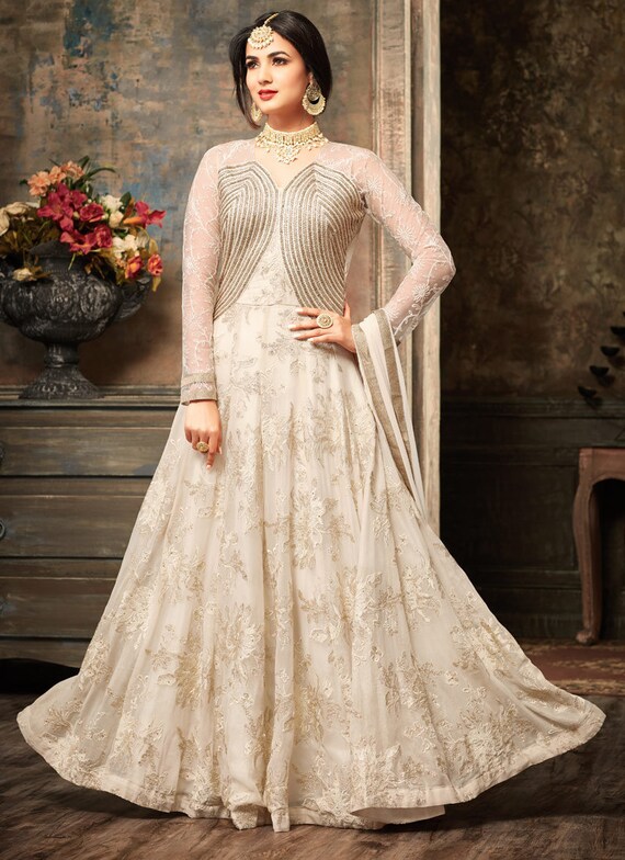 full white anarkali dress