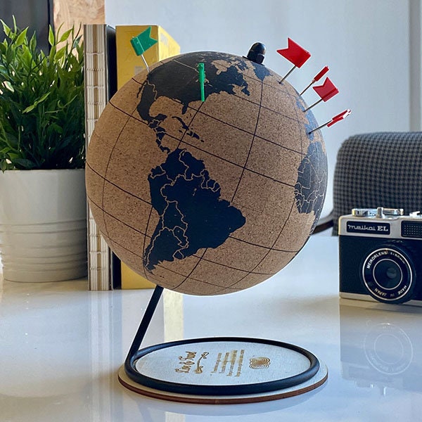 Cork World Ball Globe with flags