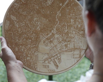 Circular Wooden Map - Personalized