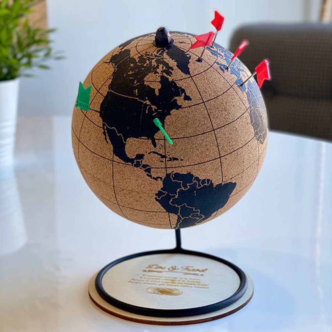 Cork World Ball Globe With Flags Etsy