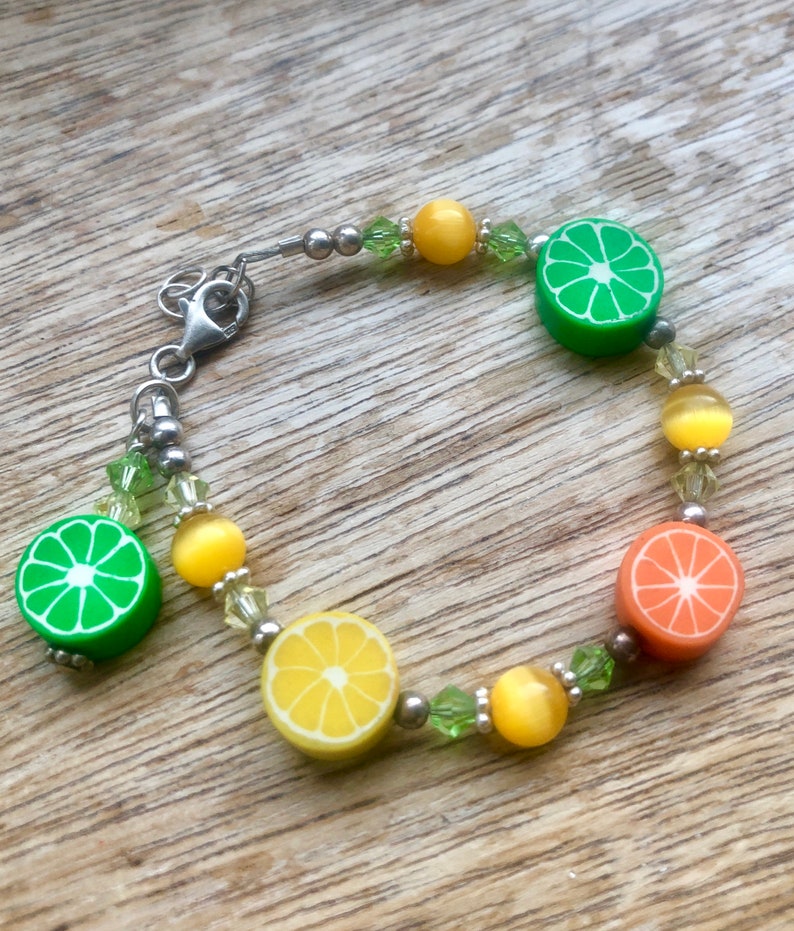 Girls Oranges Lemons And Limes Sterling Silver Bracelet Etsy