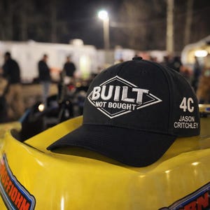 Custom Flexfit Racing Hat, Built Not Bought Fitted Cap, Personalized Headwear, Car Enthusiast Gift, Race Team Apparel