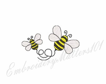 Cute bumble bee embroidery design. 2 sizes