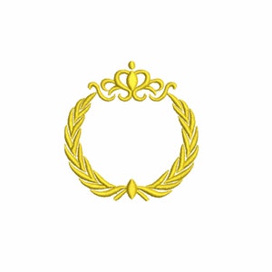 Monogram frame embroidery design. laurel wreath