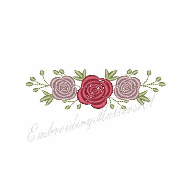 Floral machine embroidery design. three sizes
