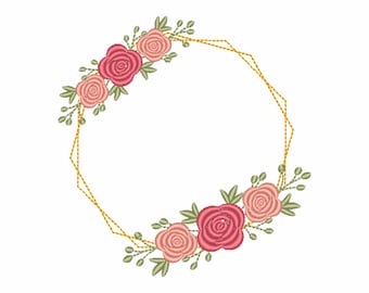 Floral border embroidery design