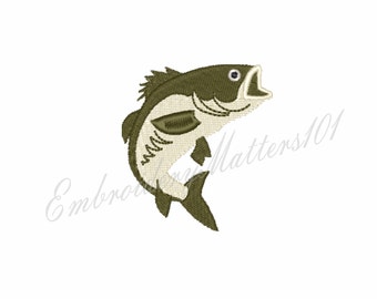 Bass Fishing Embroidery Design (Digital Download)