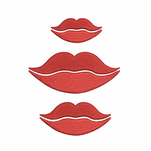 lips embroidery design. set of three