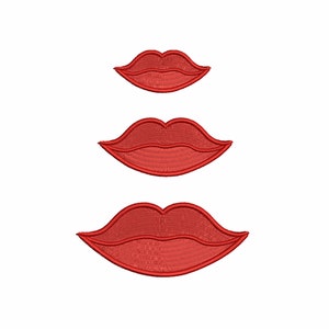 lips embroidery design. set of three