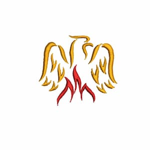 Phoenix  embroidery design. Rising phoenix