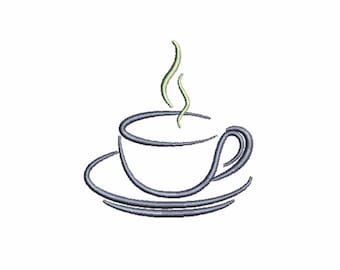 Coffee cup embroidery design.