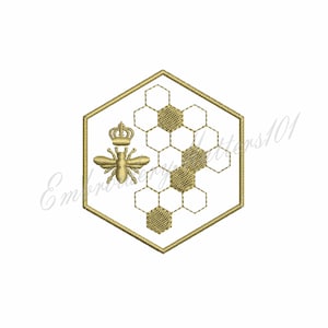 Queen Bee Honeycomb embroidery design.