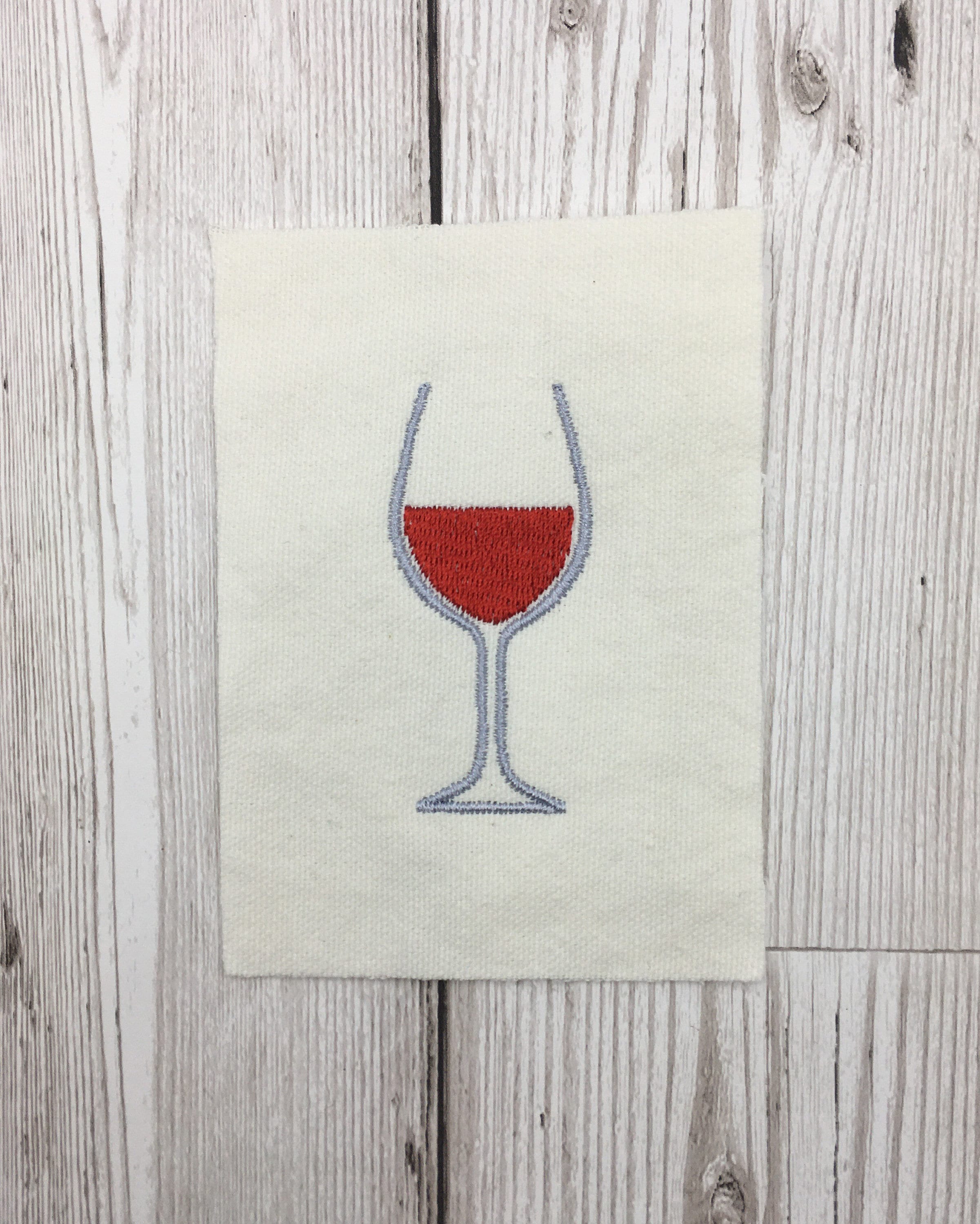 Wine Glass Embroidery Design Etsy