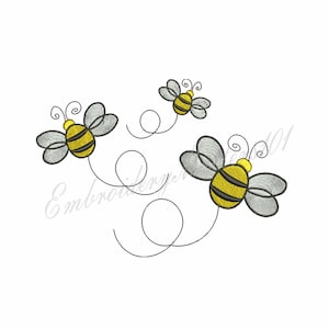 Bee embroidery design, 3 sizes