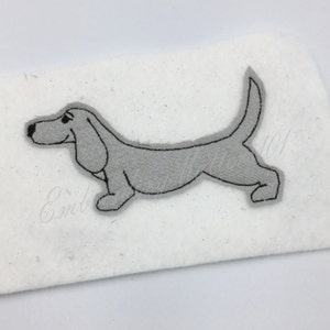 Dachshund applique embroidery design. two sizes