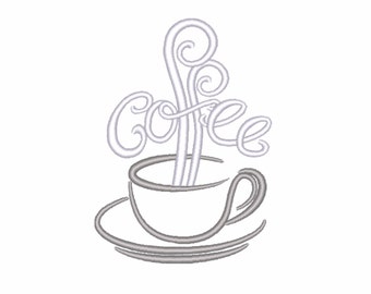 Coffee cup embroidery design.