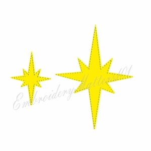 North star raw edge applique embroidery design. TWO SIZES.