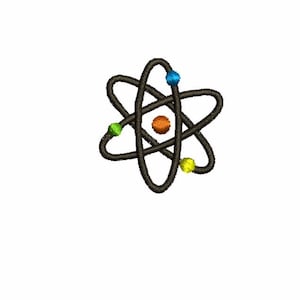 Science embroidery design. Atom