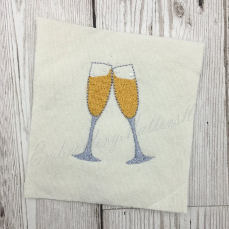 Champagne Glasses Embroidery Design Etsy UK
