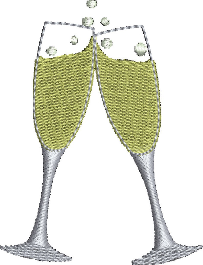 Champagne glasses embroidery design Etsy