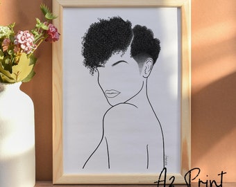 ESSENCE - Feminine Line Art - Afro Hair - Print