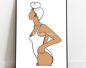 Black Digital Art - Black Woman / Mixed-raced - Body Illustration Art Print