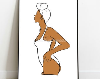 Black Digital Art - Black Woman - Body Art Print